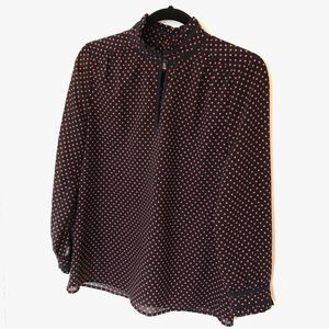 J. Crew Polka Dot Blouse with Ruffle Neckline